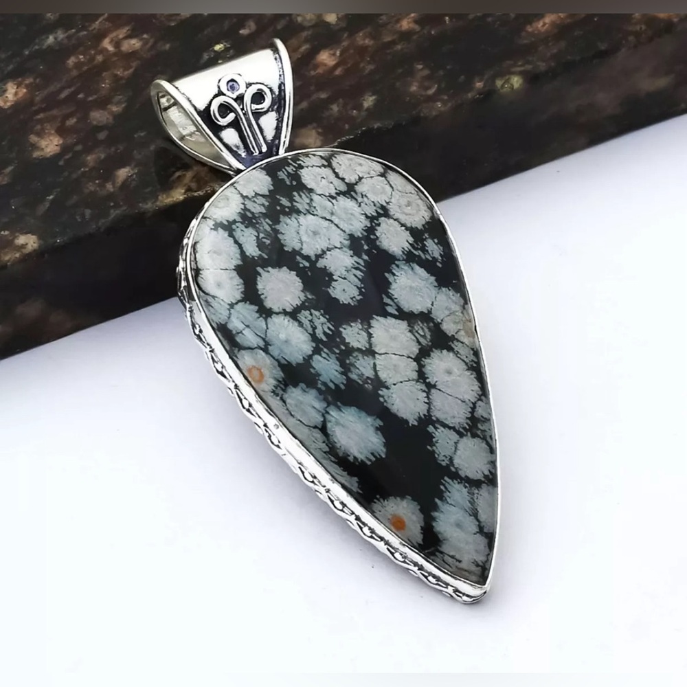 SNOWFLAKE OBSIDIAN PENDANT